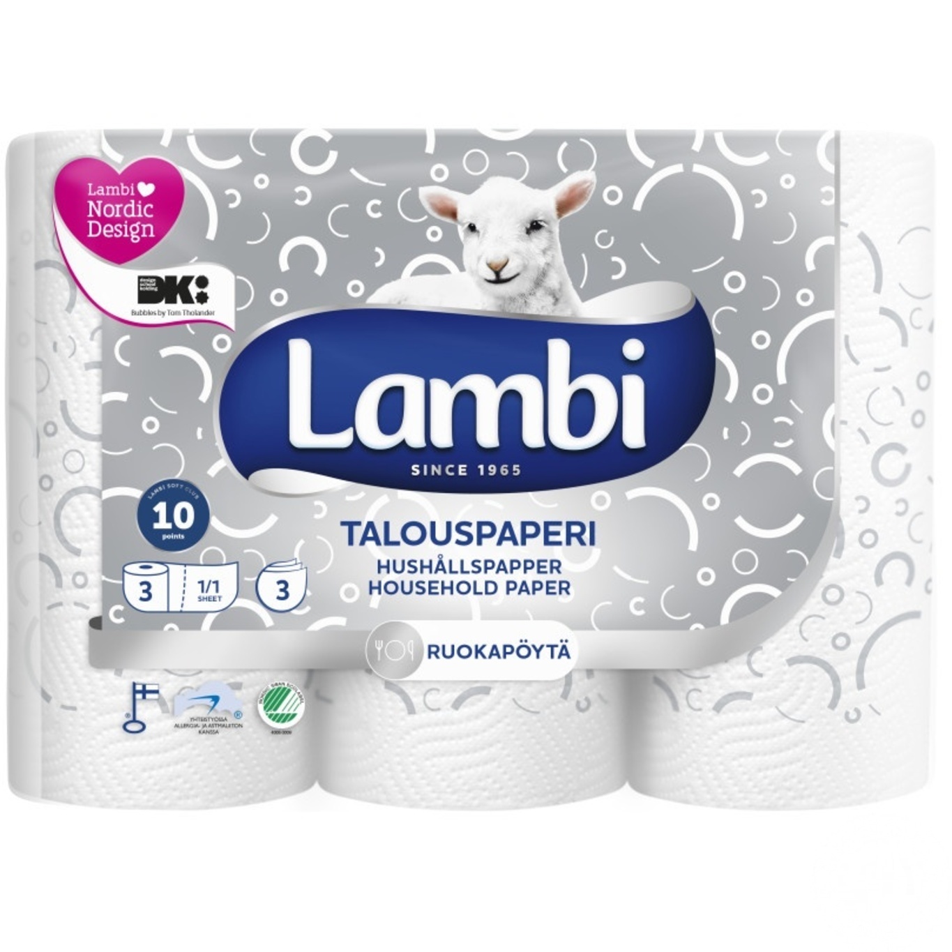 

Бумажные полотенца Lambi белые 3 слоя 3шт