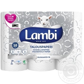 Lambi White Paper Towels 3 layers 3pcs - buy, prices for MegaMarket - photo 1