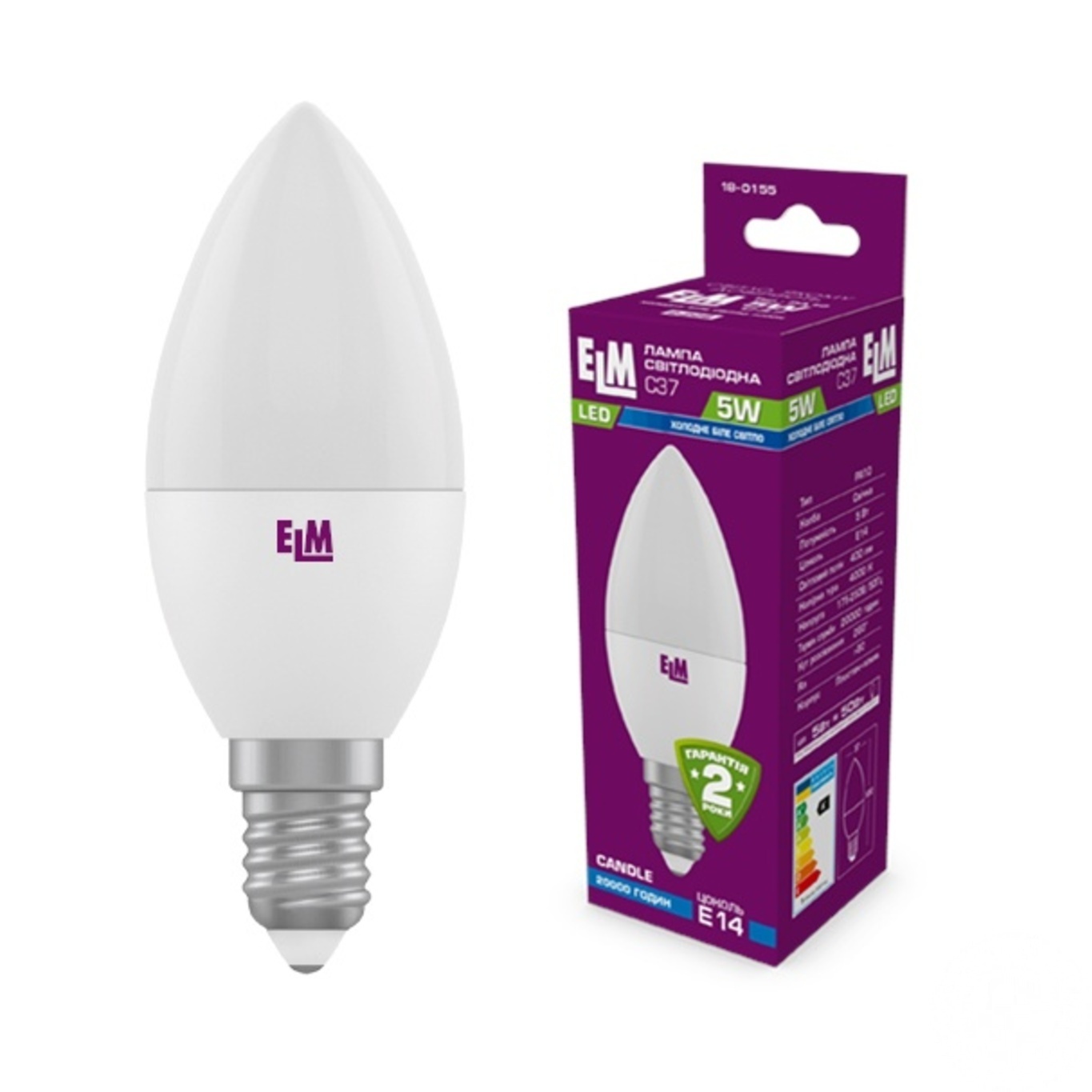 

Лампа ELM Led свеча 5W PA10 E14 4000 18-0155