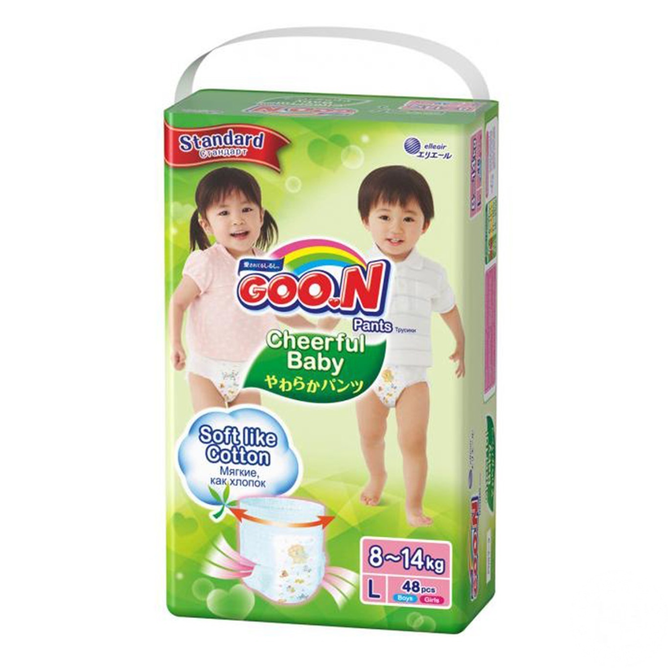 

Подгузники-трусики GOO.N Cheerful Baby размер L унисекс для детей 8-14кг 48шт
