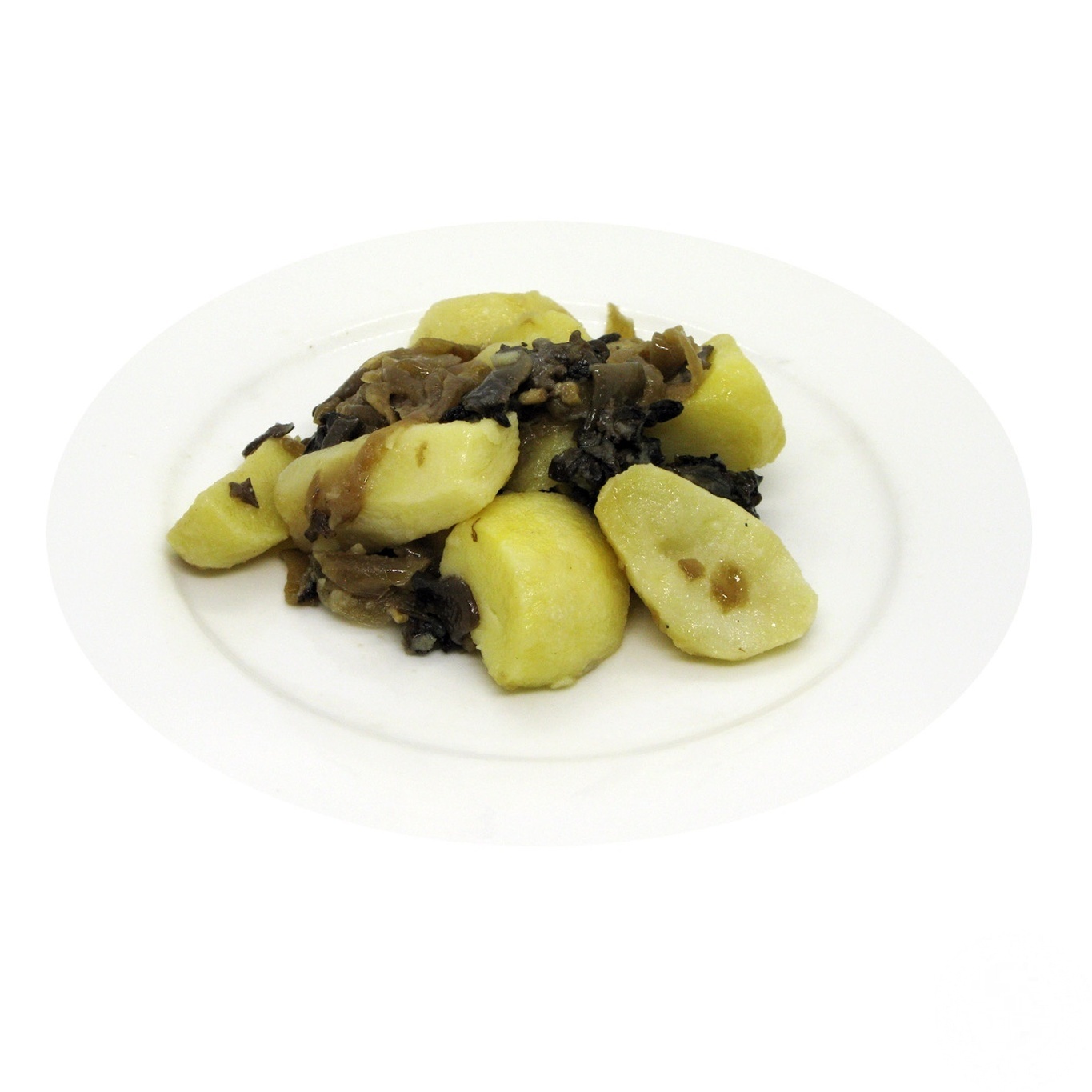 

Картофель отварной с луком и грибами