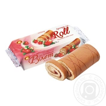 Biscuit-Сhocolate Strawberry With Cream Sponge-Cake Roll 205g - buy, prices for - photo 1