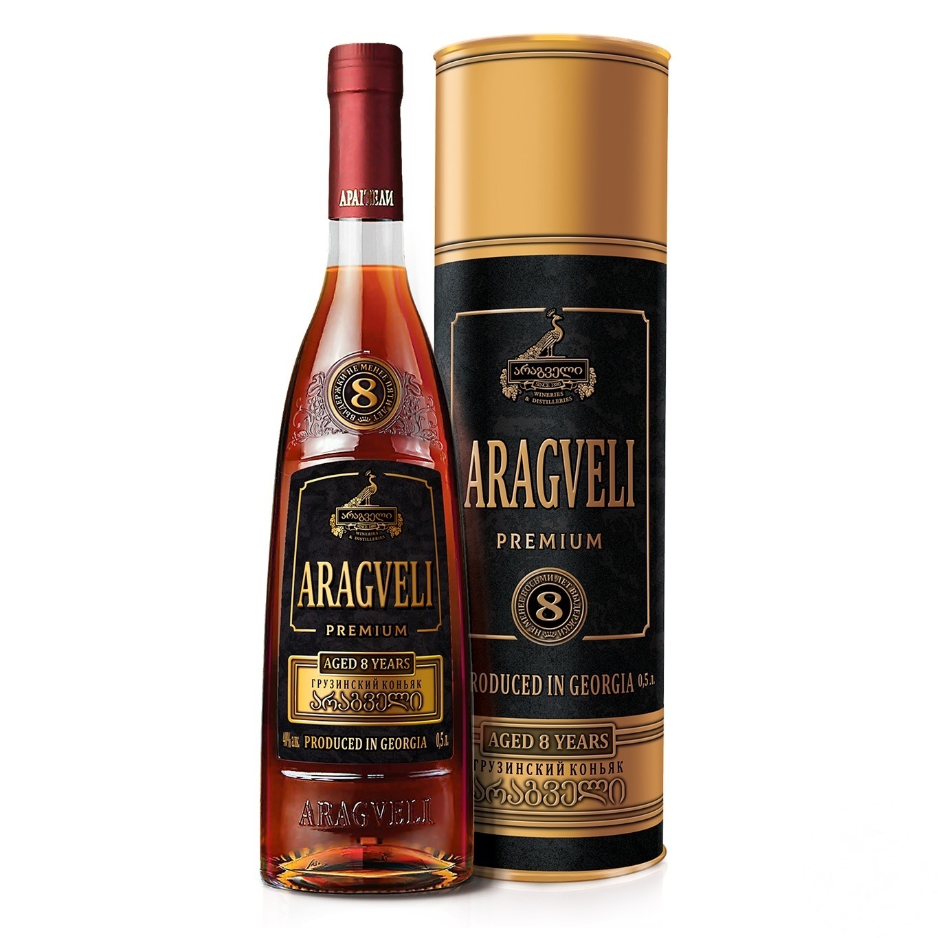 

Коньяк Gocha Aragveli Premium 8 лет 40% 0,5л в тубусе