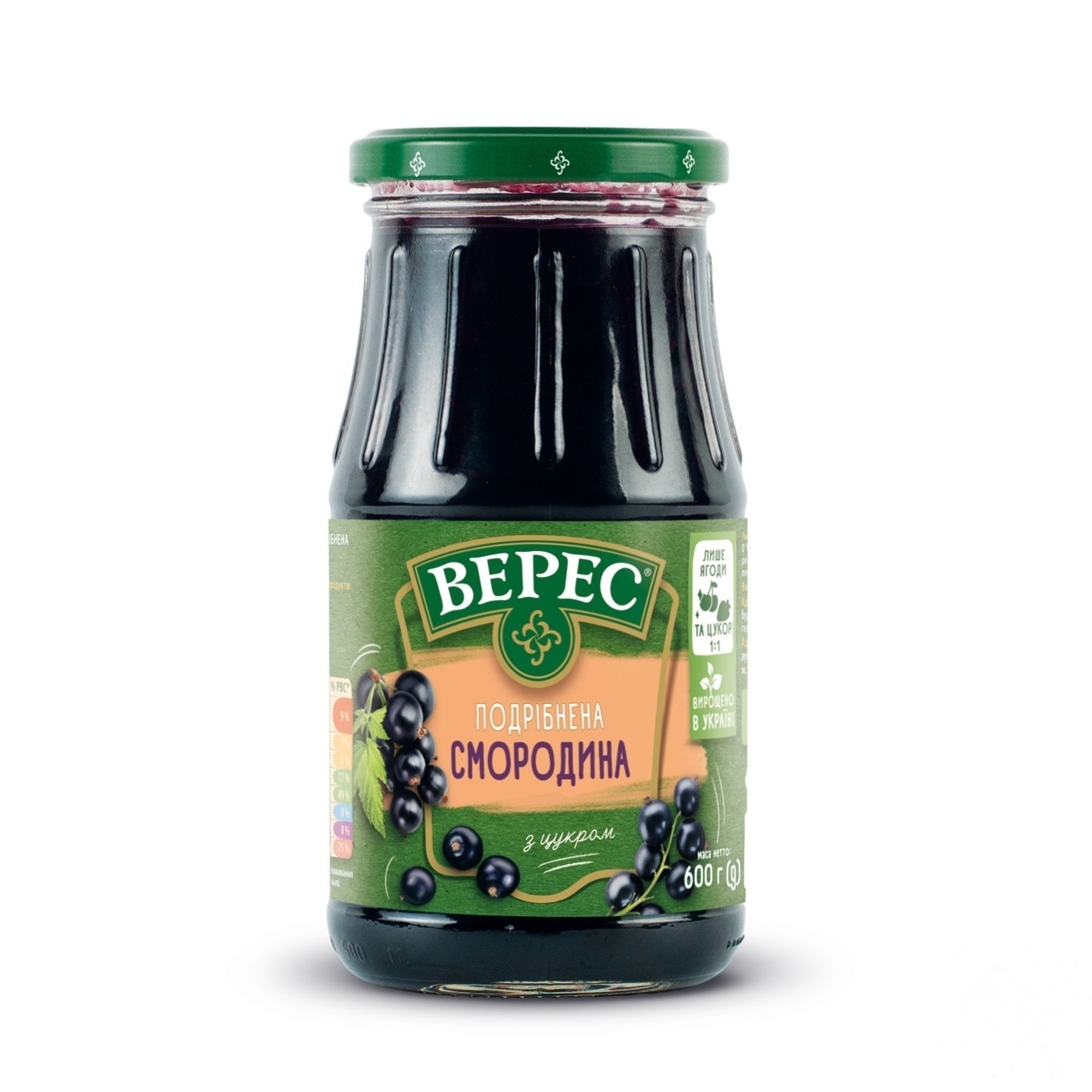 

Черная смородина Верес измельченная с сахаром 600г