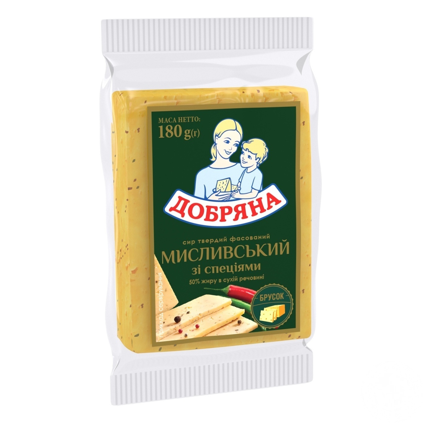 

Сыр Добряна Охотничий со специями 50% 180г