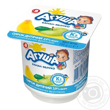 Agusha For Babies From 8 Months Apple-Banana Cottage Cheese 3.9% 100g - buy, prices for Auchan - photo 1