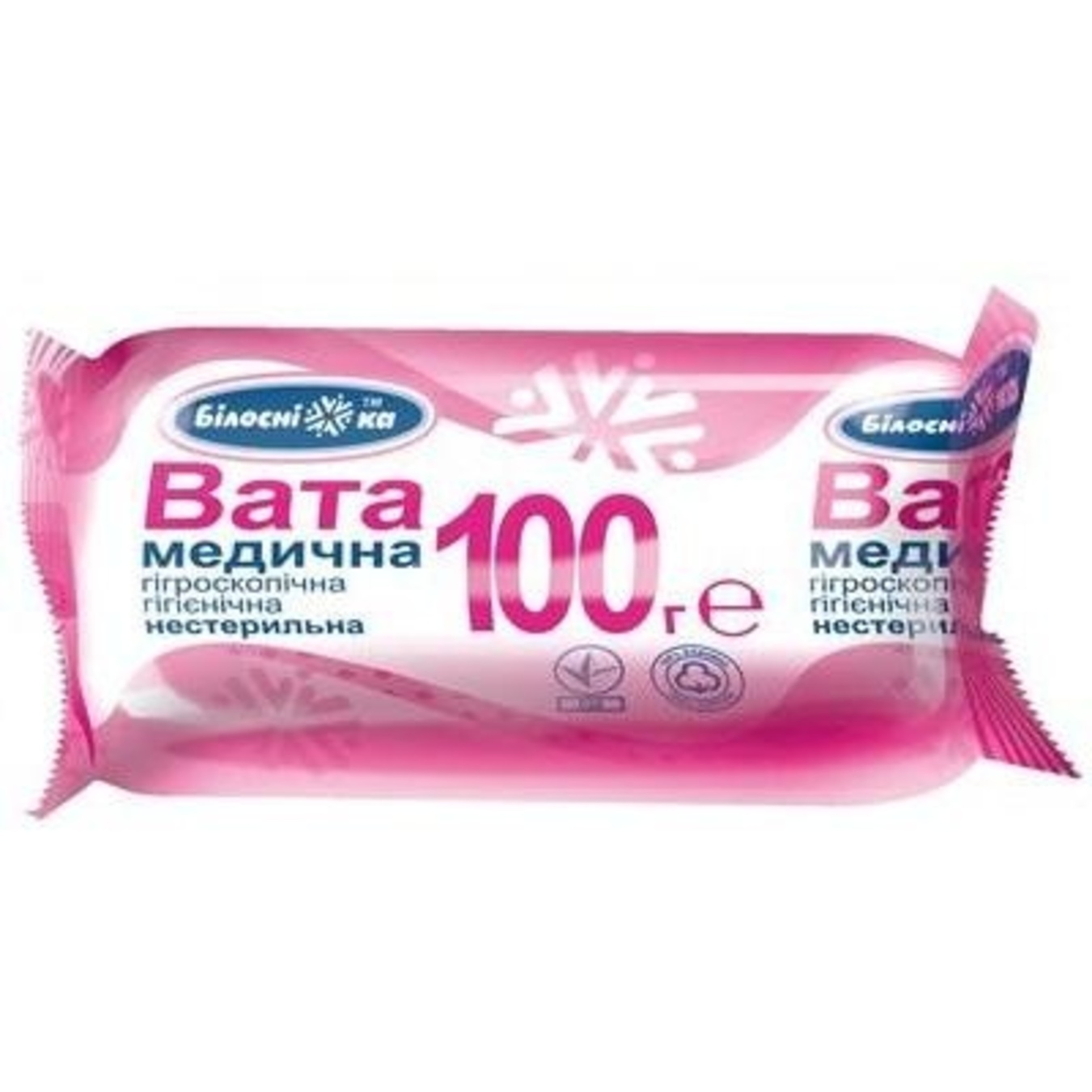 

Вата медицинская Білосніжка нестерильная 100г
