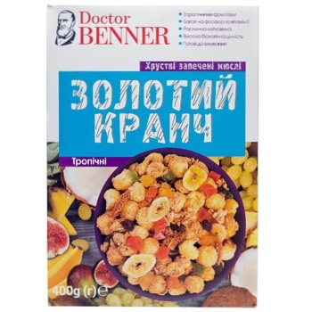 Мюслі Doctor Benner Золотий кранч тропічні 400г - купити, ціни на МегаМаркет - фото 1