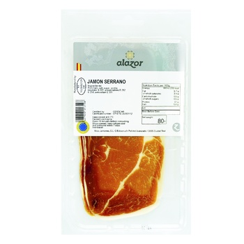 Alazor Sliced Raw-Cured Serrano Jamon 80g - buy, prices for ULTRAMARKET - photo 1