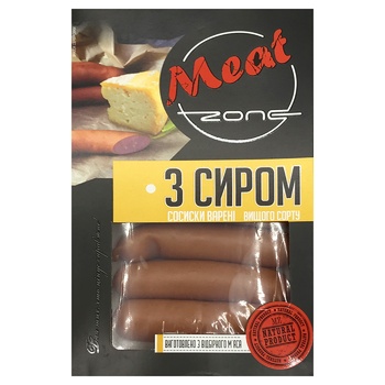 Сосиски Meat Zone С сыром вареные 270г - купить, цены на Таврия В - фото 1