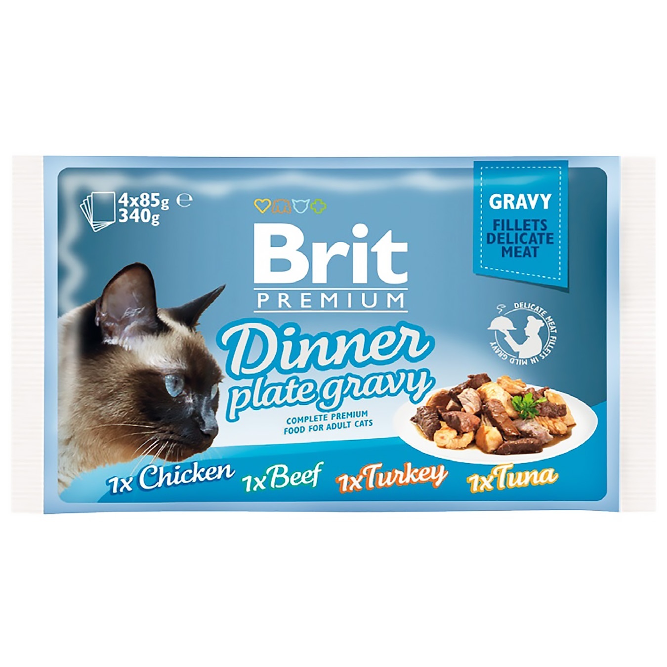 

Набор влажного корма Brit Premium Обеденная тарелка в соусе для котов 4шт*85г