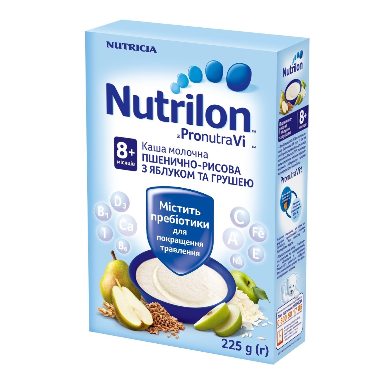 

Каша молочная Nutrilon Пшенично-рисовая с яблоком и грушей 225г