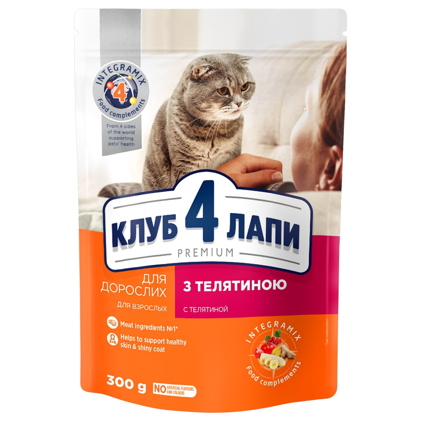 

Корм Клуб 4 лапы Премиум телятина для кошек 300г