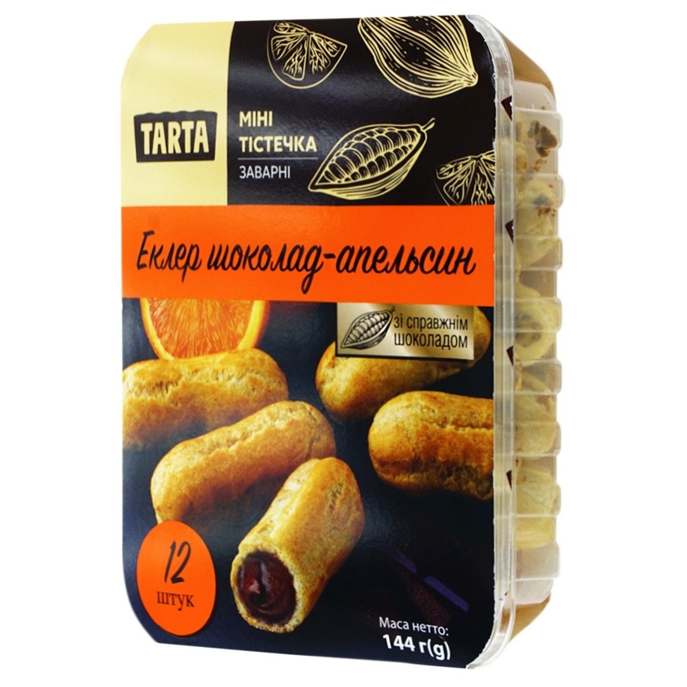 

Пирожное Tarta Эклер мини с кремом шоколад-апельсин 144г