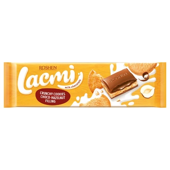 Шоколад молочный Roshen Lacmi ореховая начинка с печеньем 290г