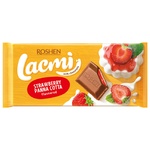 Roshen Lacmi Milk Chocolate with Strawberry Panna Cotta Flavor Filling 90g