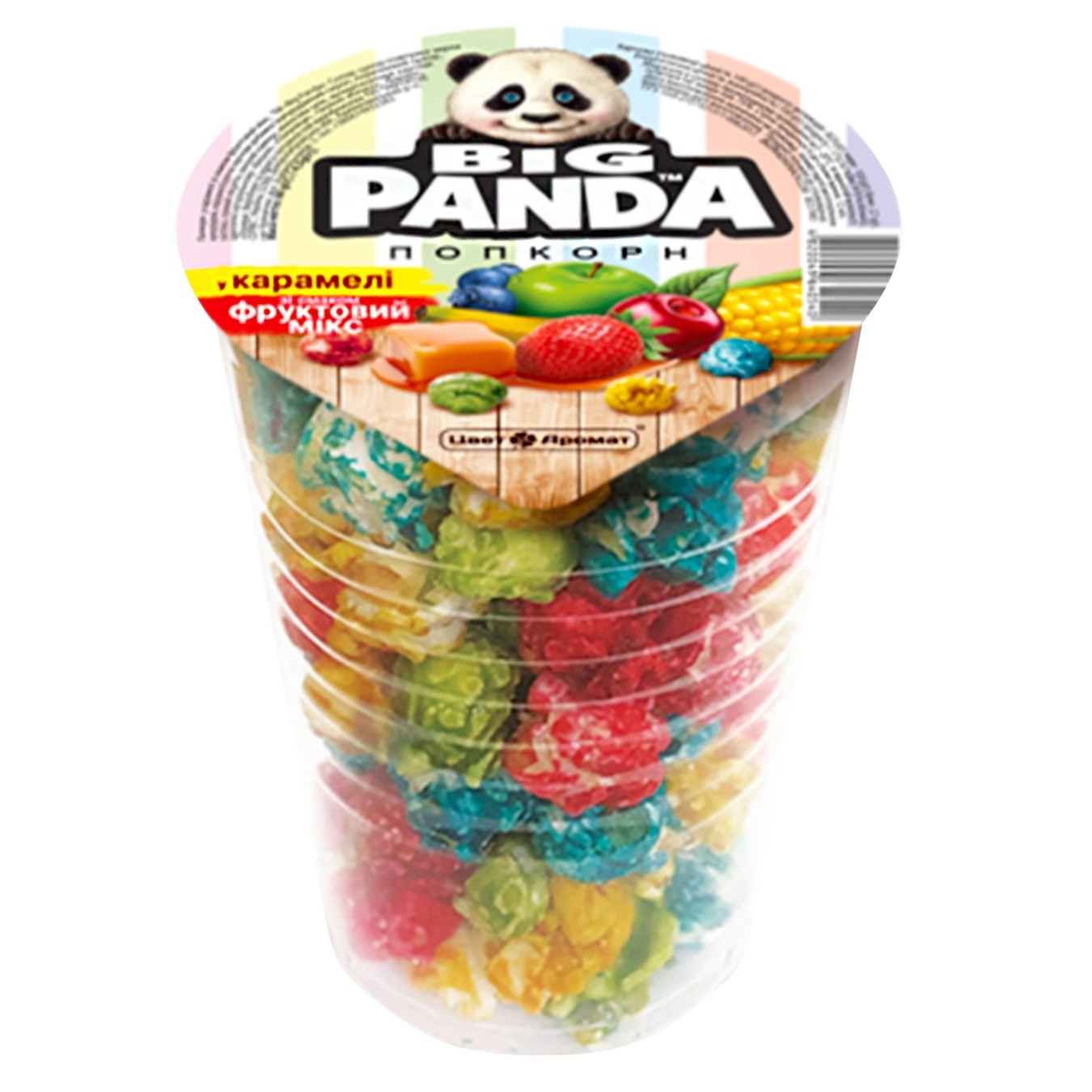 

Попкорн Big Panda в карамели со вкусом фруктовый микс 60г