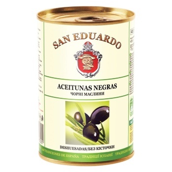 San Eduardo Pitted Black Olives 425g - buy, prices for ULTRAMARKET - photo 1