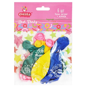 Eventa Multicolored With Picture Balloons 6pcs - buy, prices for MegaMarket - photo 1