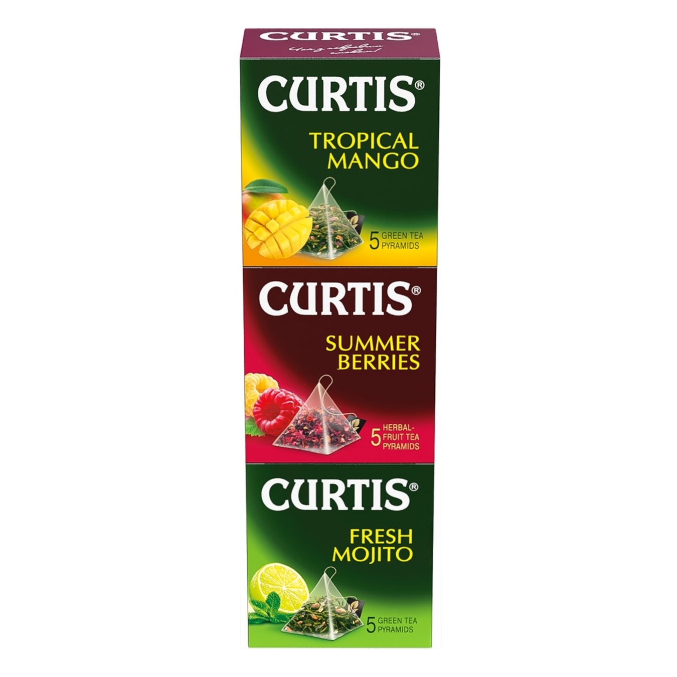 

Набор чая Curtis Tropical Mango+Summer Berries+Fresh Mojito в пирамидках 15шт