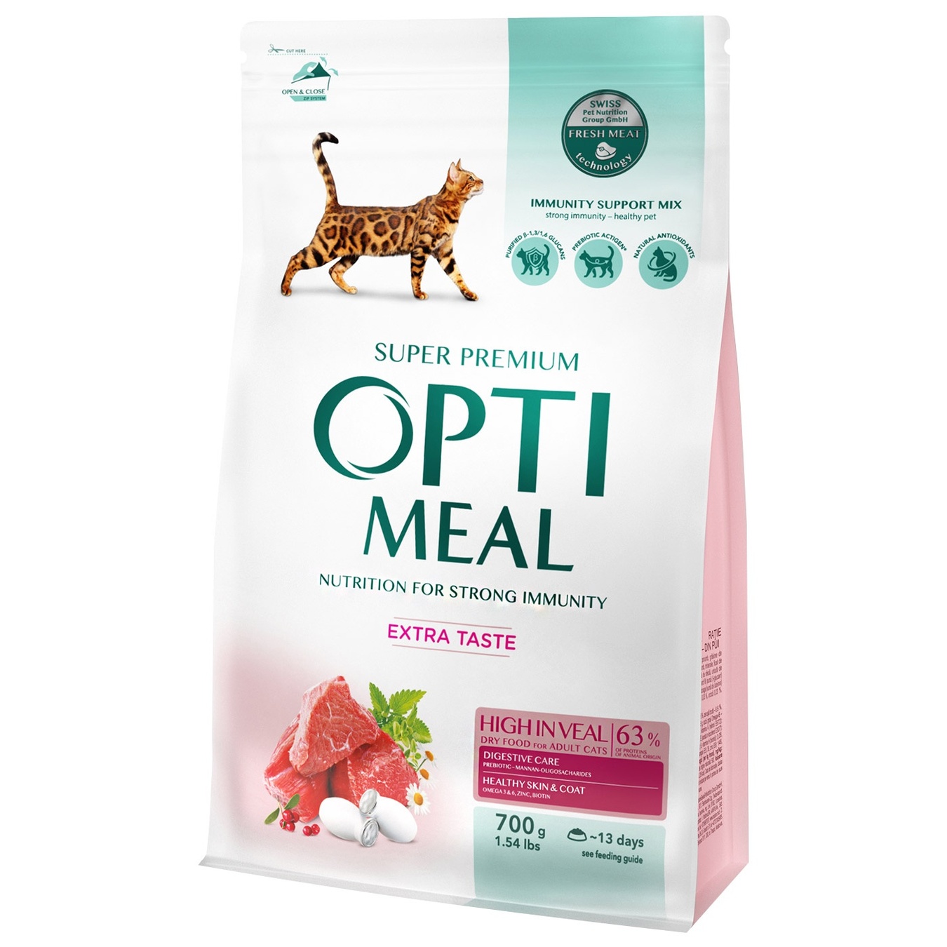 

Корм Opti Meal Sensitive телятина для кошек 700г