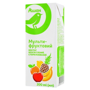 Нектар Ашан мультифруктовий 200мл - купити, ціни на Auchan - фото 1