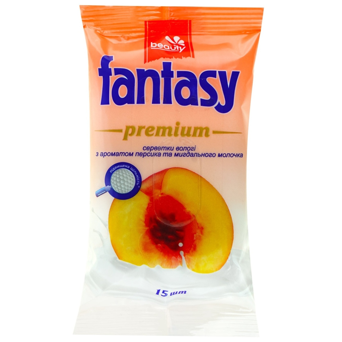 

Салфетки Fantasy Premium влажные персик 15шт