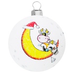 Шар елочный Иней Символ пластиковый белый 8см