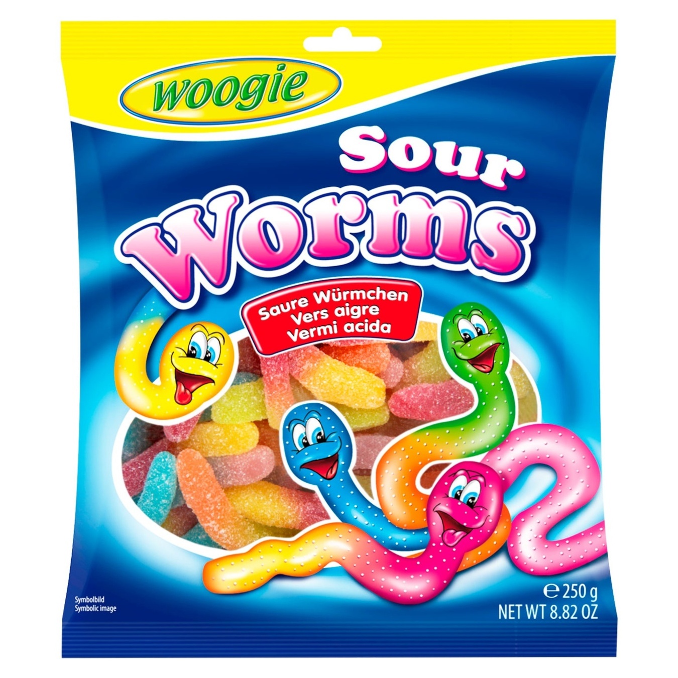 

Жевательные конфеты Woogie кислые червячки 250g