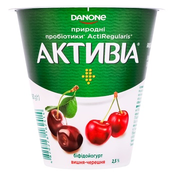 Бифидойогурт Danone Активиа вишня-черешня 2.5% 260г - купить, цены на NOVUS - фото 1