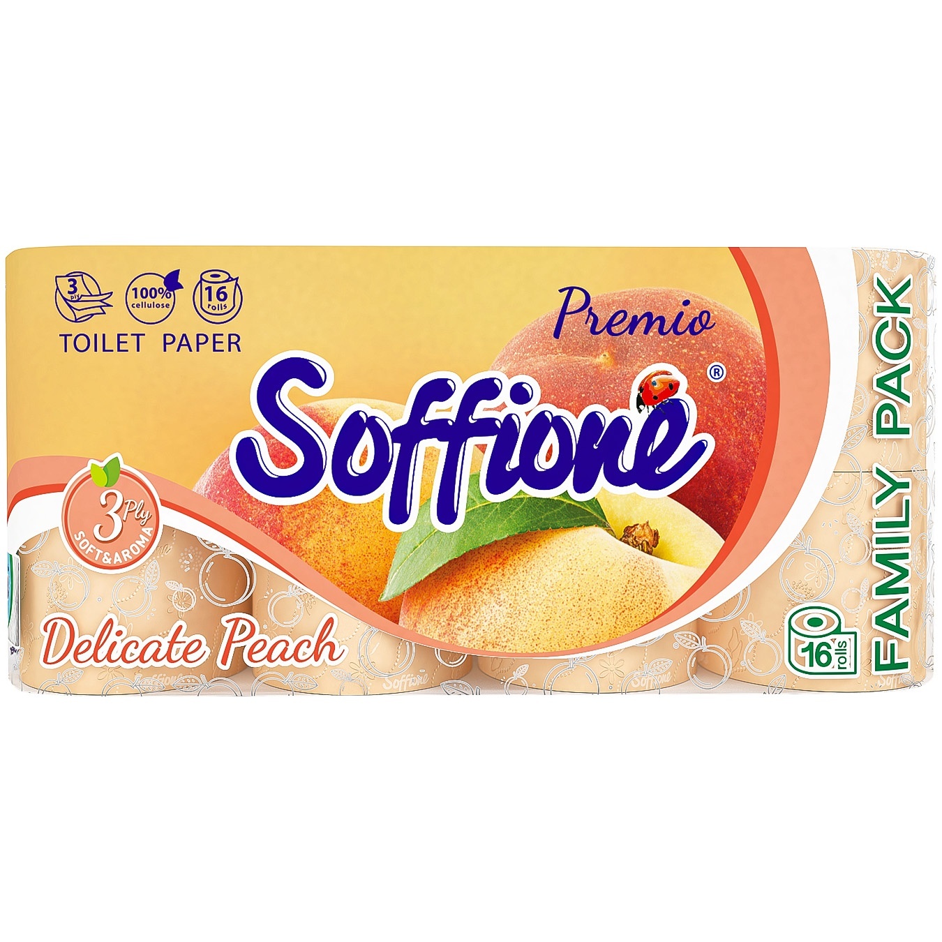 

Бумага туалетная Soffione Premio Delicate с ароматом персика трехслойная 16шт
