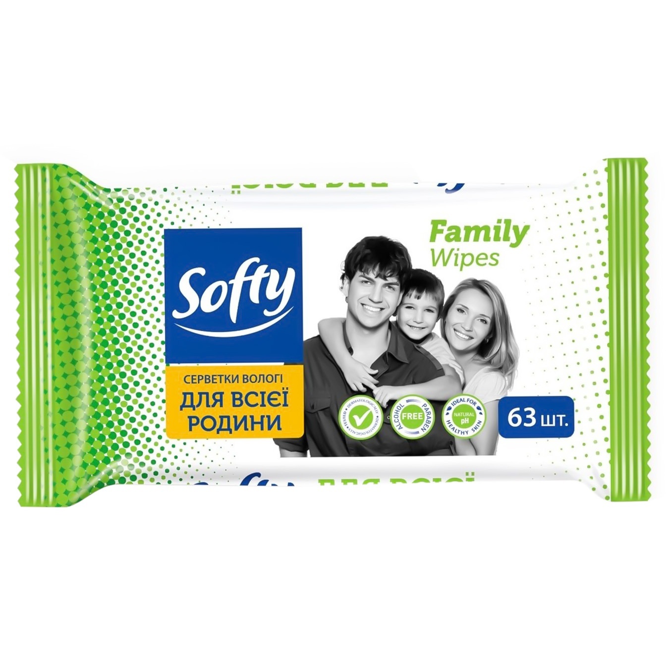 

Салфетки влажные Softy для всей семьи 63шт