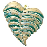 Christmas decoration Leaf turquoise-gold 13x12.5х3cm
