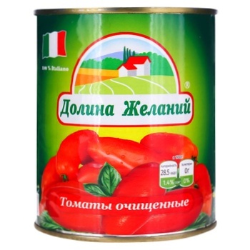 Томати Долина Бажань очищені 800мл - купити, ціни на МегаМаркет - фото 1
