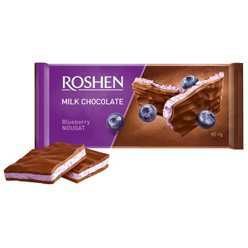 Шоколад Roshen молочний з чорничною нугою 90г