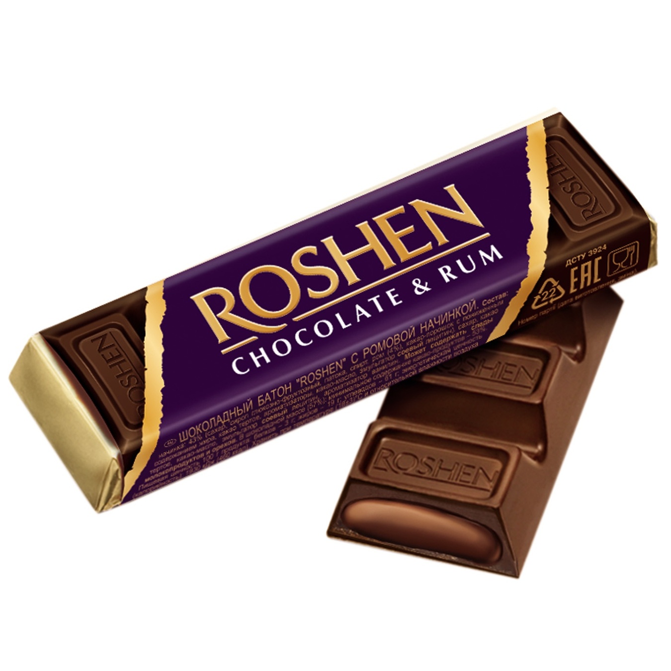 

Батончик Roshen шоколадный с ромовой начинкой 43г