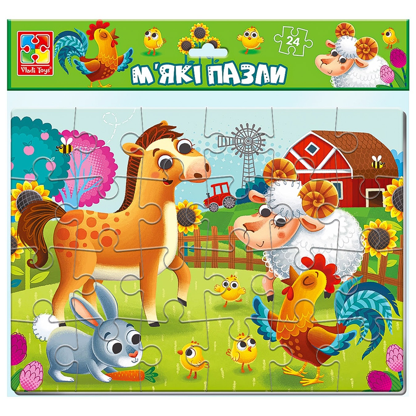 

Пазл м'який Vladi Toys Ферма 24елементи