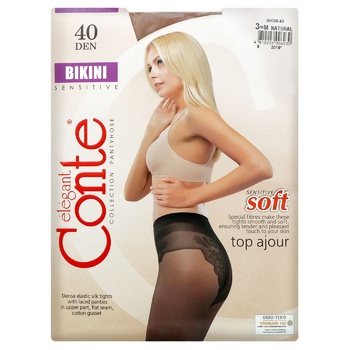 Колготы женские Conte Bikini 40ден р.3 Natural - купить, цены на Восторг - фото 2