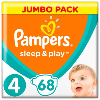 Подгузники Pampers Sleep & Play размер 4 Maxi 9-14кг 68шт - купить, цены на Auchan - фото 1