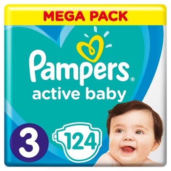 Подгузники Pampers Active Baby размер 3 6-10кг 124шт - купить, цены на МегаМаркет - фото 1