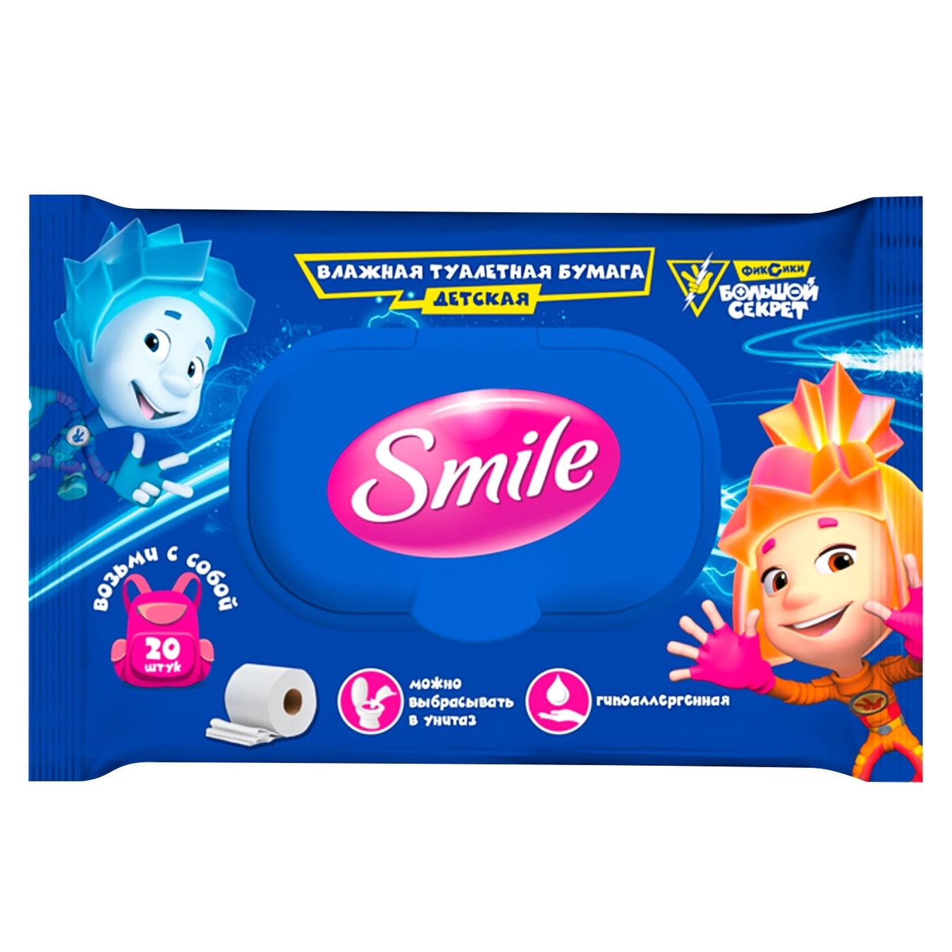 

Туалетная бумага влажный Smile детский Фиксики 20шт