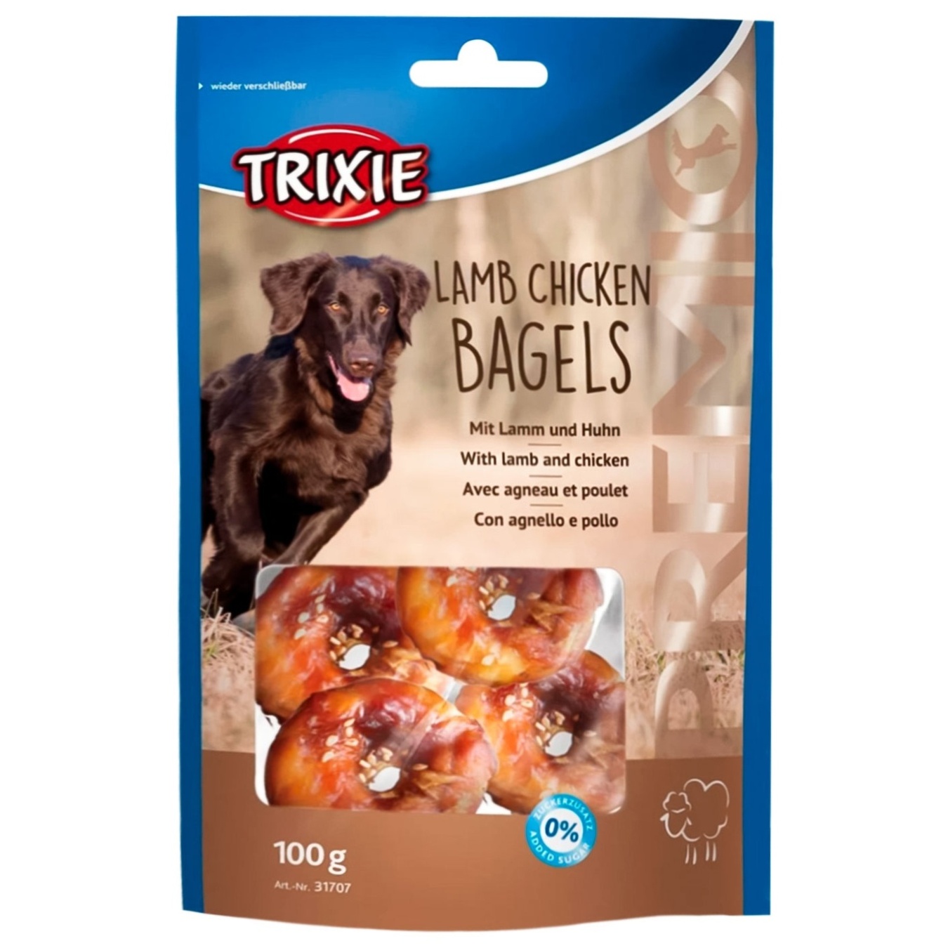 

Лакомство Trixie Premio ягненок и курица кольца для собак 100г