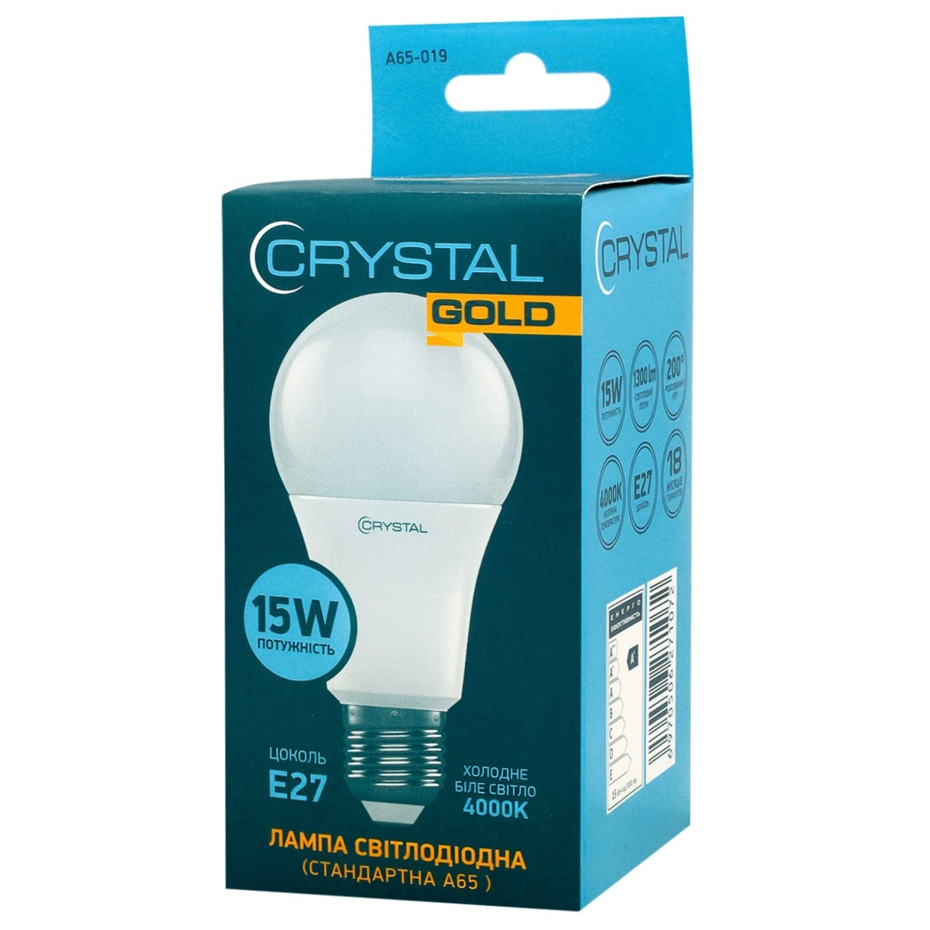 

Лампа Crystal Gold Led A65 15W Е27 4K A65-019