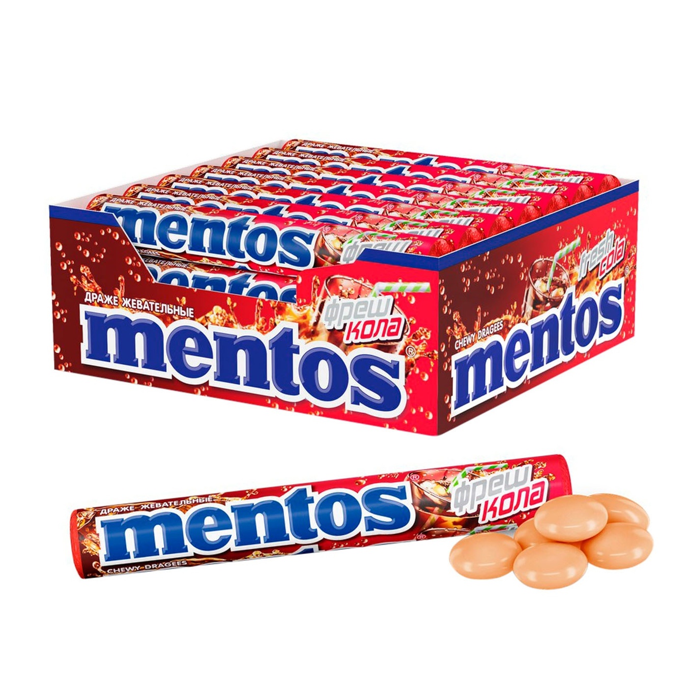 

Драже жевательное Mentos Fresh Cola 37г