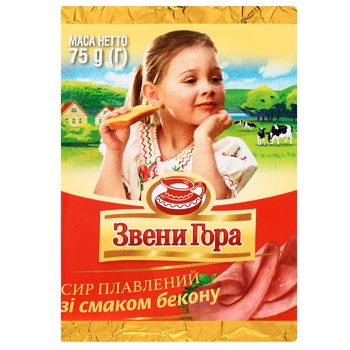 Сыр Звени Гора плавленый со вкусом бекона 45% 75г - купить, цены на Auchan - фото 1