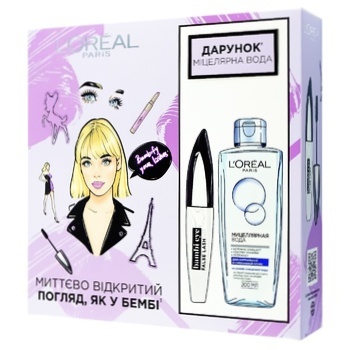 L'Oréal Paris Gift Set Bambi Eye Mascara + Micellar Water 200ml - buy, prices for Auchan - photo 2