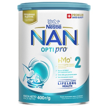 Смесь детская молочная сухая Nestle Nan 2 Optirpo с олигосахаридом 2'FL от 6 месяцев 400г - купить, цены на МегаМаркет - фото 1