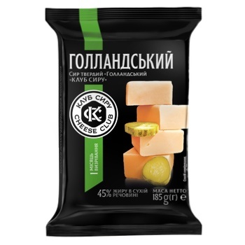 Cheese Club Hollandskyi Hard Cheese 45% 185g - buy, prices for METRO - photo 1