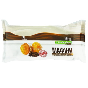 Маффины Healthy Meal с кремово-шоколадной начинкой без сахара 70г - купить, цены на Auchan - фото 1