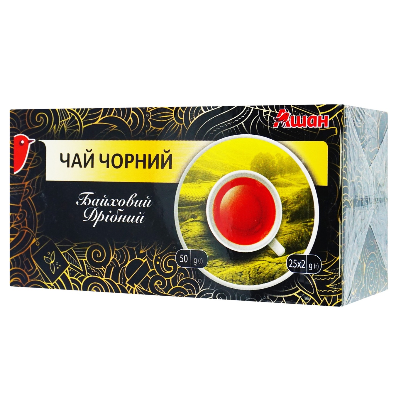 

Чай черный Ашан Байховый в пакетиках 25шт*2г
